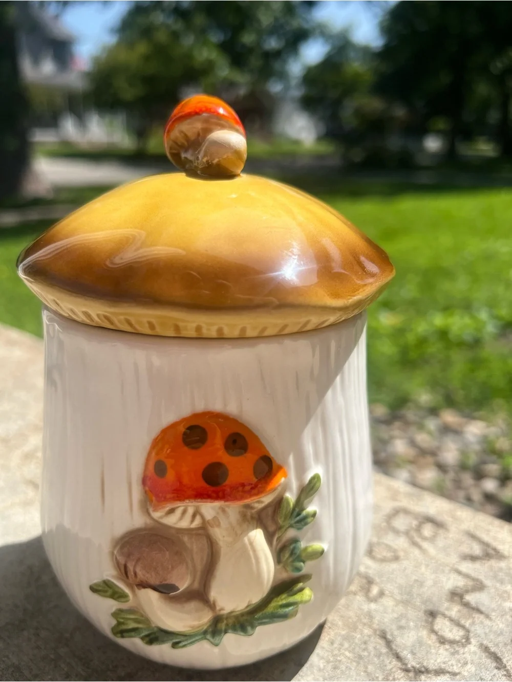 Vintage 1988 Sears Roebuck Mushroom Canister Made in Japan Ceramic Cottagecore